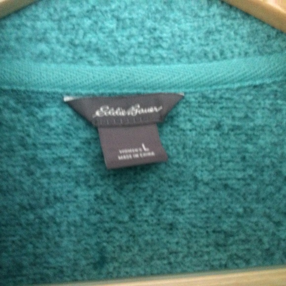 Eddie Bauer Large Zip Up Fleece jacket Teal Cozy - Picture 6 of 14